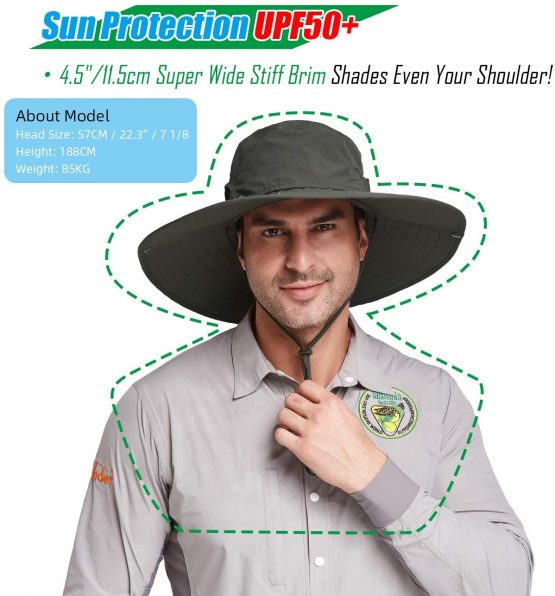 Gisdanchz UPF50+ Wide Brim Outdoor Sun Hat with String and Removable Cover - Image 2