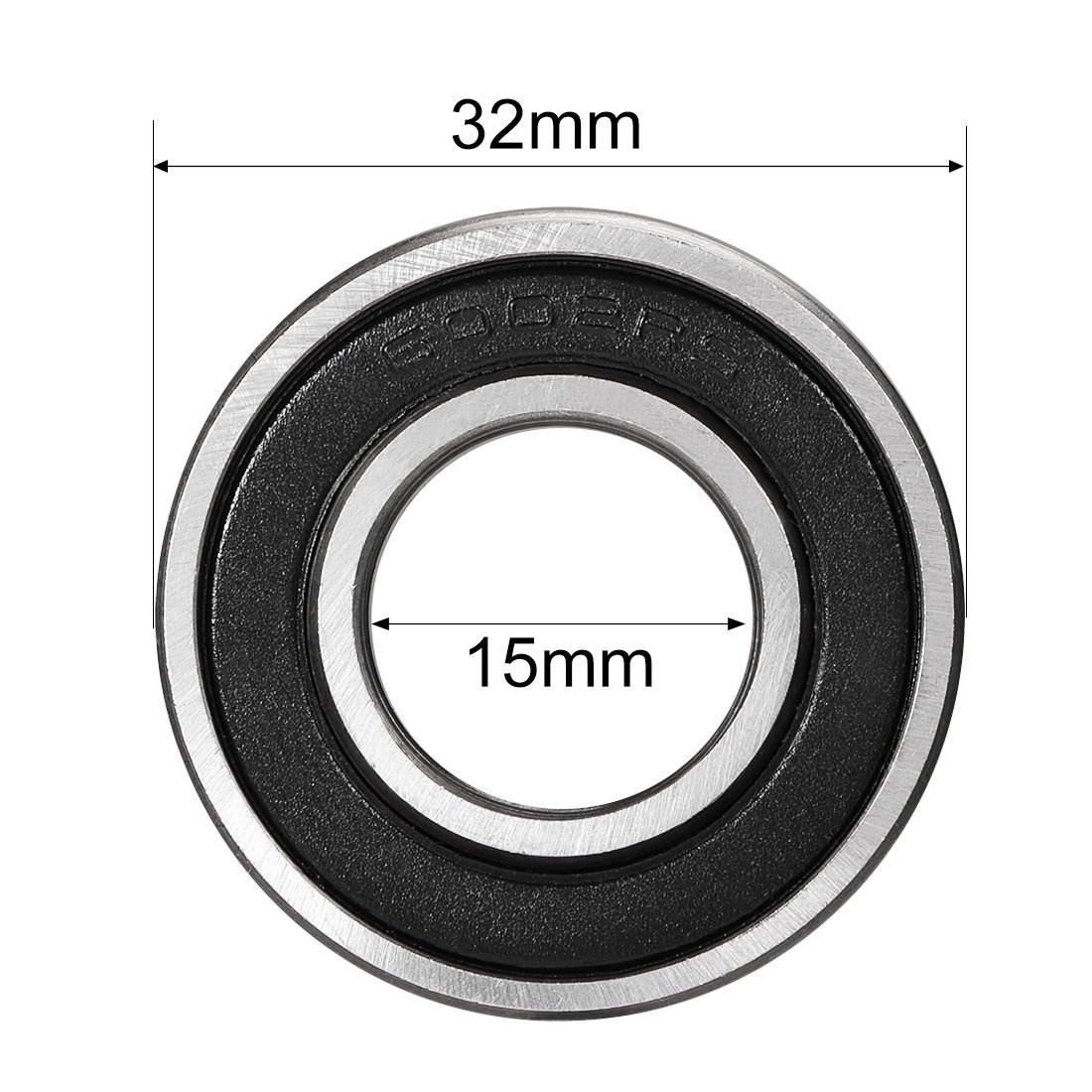 sourcing map 6002-2RS Ball Bearing 15mm x 32mm x 9mm Double Sealed 180102 Deep Groove Bearings High Carbon Steel Z1 (Pack of 2) - Image 4