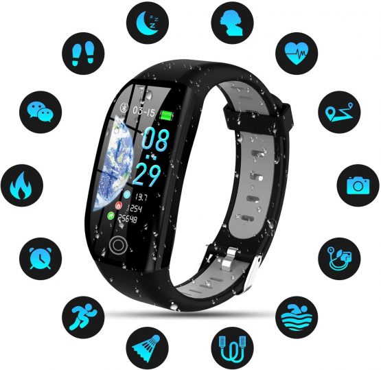 Tipmant Fitness Trackers, IP68 Waterproof Activity Tracker with 1.14 inch HD Screen Heart Rate Monitor Pedometer Step Counter Watch Sleep Monitor, Slim Smart Bracelet for Women Men Kids