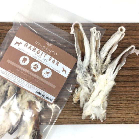 Dragonfly Products - Natural Gain Free Dried Rabbit Ears with Fur Dog Treats | High Protein and Low Fat | 100% EU Produce | Gluten Free Whole Rabbit Ear Chew | 18-22 Piece | 300g - Image 2