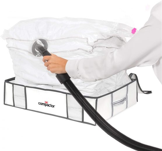 Compactor Space Saving Semi Rigid Under Bed Vacuum Storage Box, Size Large, 145 Litre, 65 x 45 x 15.5 cm, Compactor Life, White/Grey, RAN3592 - Image 3