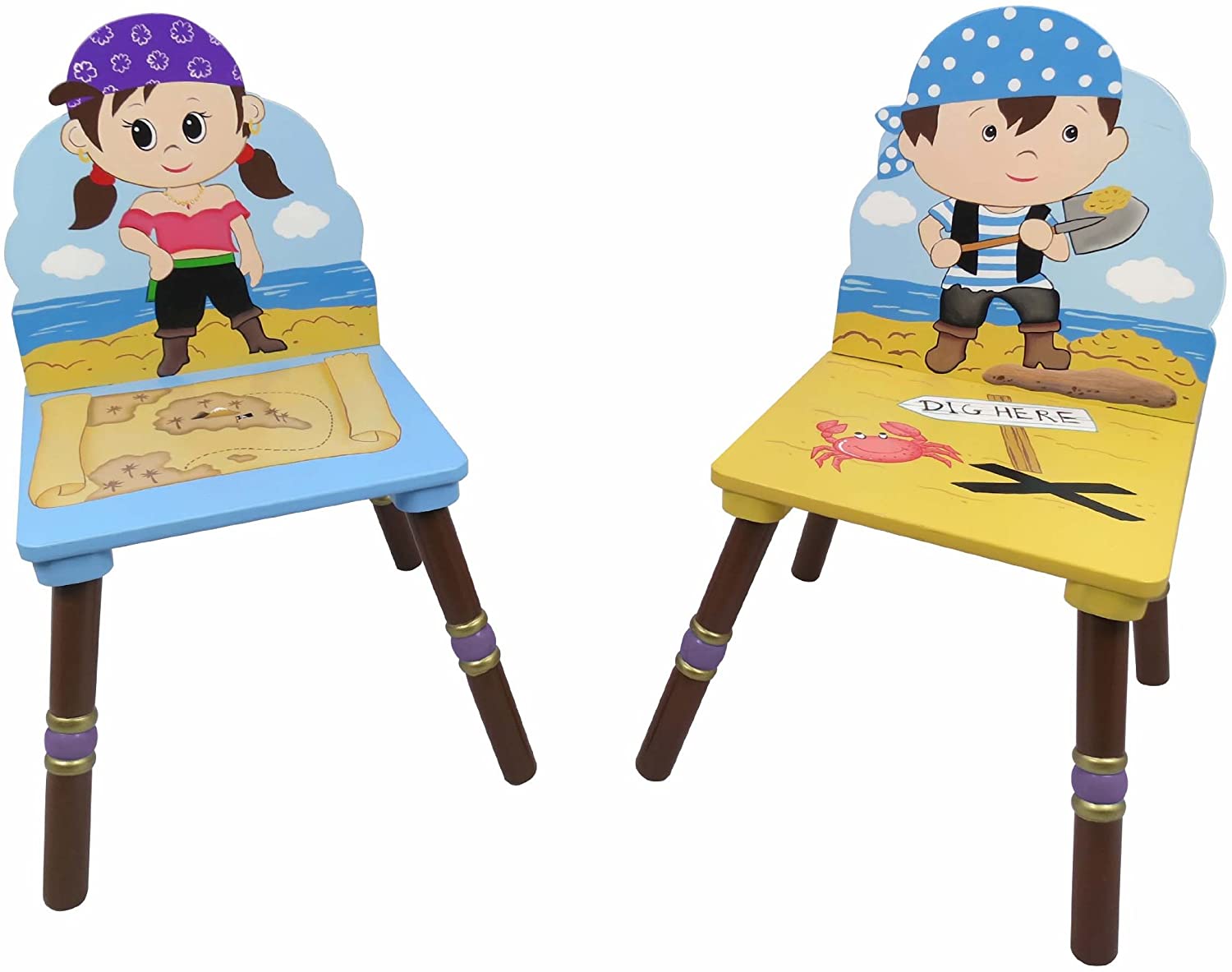 Fantasy Fields Childrens Kids Toddler Wooden 2 Chair Set (no table) TD-11593A3, Blue