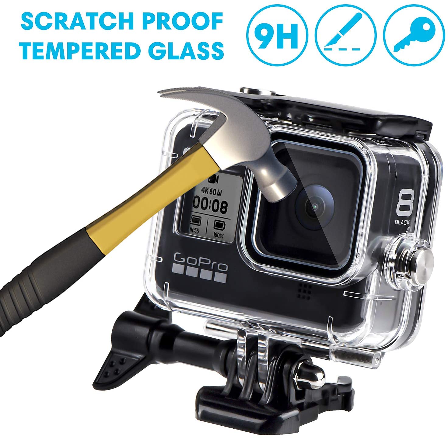 REDTRON Waterproof Housing Case for GoPro Hero 8, 60M Diving Protective Housing Shell for Gopro Hero 8 Black Action Camera - Image 3