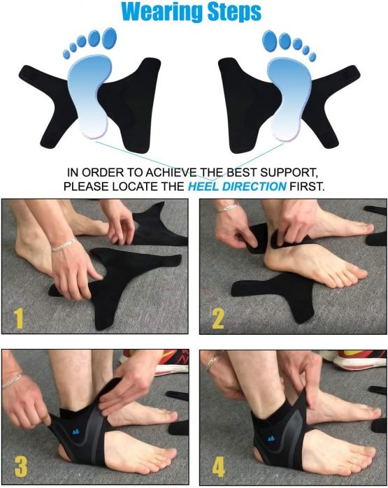 Ankle Brace Support Sleeve, Adjustable Breathable Elastic Anti-Sprain Ankle Brace Sleeve, for Basketball Sports Joint Pain Injury Recovery, Arch Support, Foot Ankle Swelling, Heel Spurs, 1 Pair (M) - Image 4