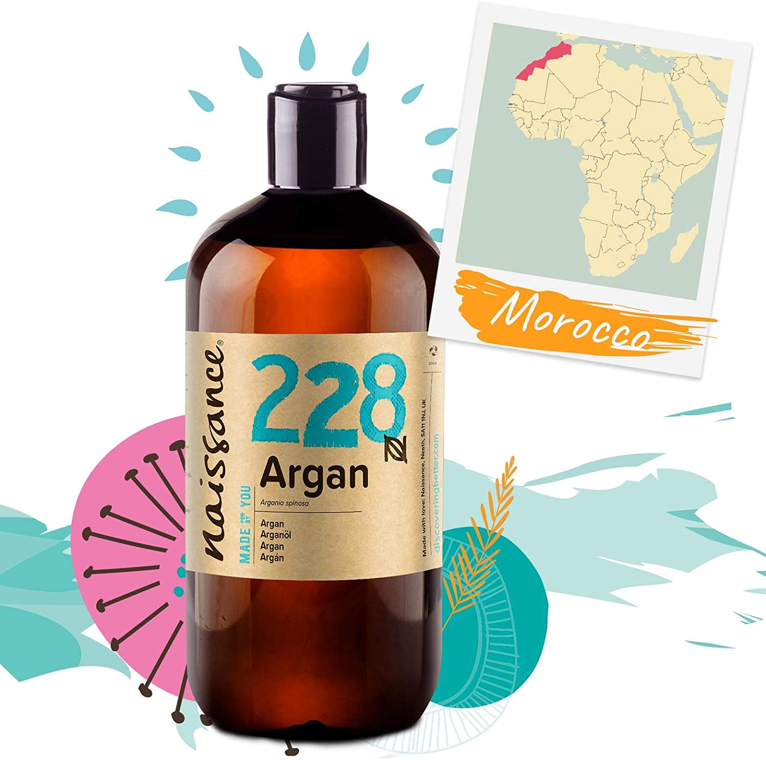 Naissance Argan Oil (No. 228), 450ml, Natural Growth Hair Mask, Anti-Ageing, Moisturiser & Conditioner for Face Skin - Image 4