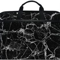 Laptop Case, Black Marble Personalised 3D Printed with 3 Compartment Shoulder Strap Handle Canvas Notebook Computer Bag Perfect for 13 13.3 14 15 inch