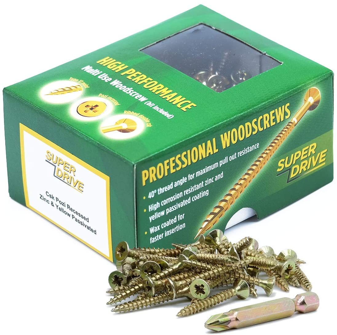 SEQUAL® Hyper Drive Wood Screws M4x30mm (Box Of 200), Self Countersinking Head For Flush Smooth Finish, Woodscrews Pack With Knurled Thread For Easier Drive And Holding Power, Rust Resistant Screw Set