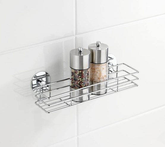 WENKO 5635100 Turbo-Loc spice rack - fixing without drilling, Chrome plated metal, 30 x 9 x 8 cm, Silver shiny - Image 4
