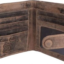 Leather Mens Wallet with RFID-RFID Leather Wallets for Men Designer BUONO PELLE Genuine Real Leather Wallet with Large Zip Coin Pocket/Pouch Gift Boxed (Distressed Brown)