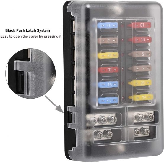 Blade ATC/ATO fuse blocks, ENDARK car fuse holder, 12 way fuse box with Negative Bus LED indicator for Car, Boat, Van, SUV - Image 3