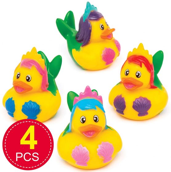 Baker Ross AW527 Mermaid Rubber Ducks (Pack of 4) Perfect for Kids Bath Fun or Water/Pool Activities/Games - Image 2