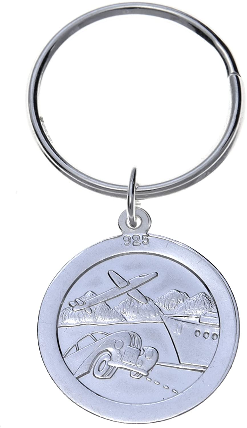 Alexander Castle 925 Sterling Silver St Christopher Keyring for Men Reversible Car Keychain, Key Fob Key Chain with Jewellery Gift Box - Image 2