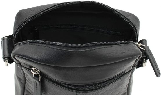 Visconti Compact Leather Messenger/Travel Bag S7 Black - Image 4