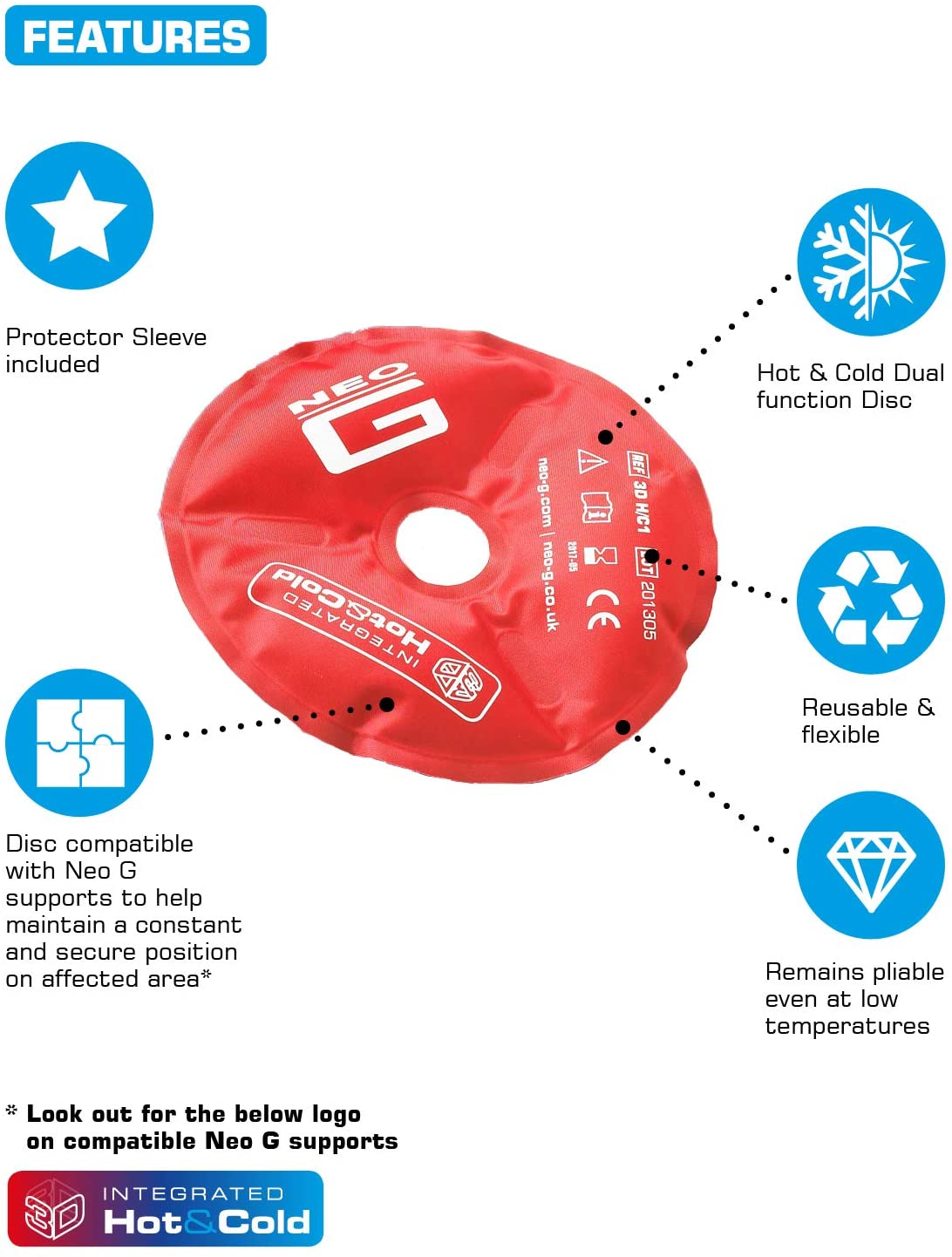 Neo G Hot and Cold Therapy Disc Flexible Ice/Heat Pack for Injuries