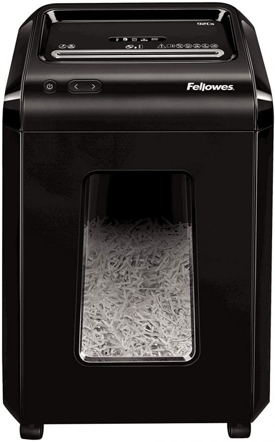 Fellowes Powershred 92Cs, 18 Sheet Cross Cut Paper Shredder for The Small or Home Office with SafeSense and Silent Shred,1719401