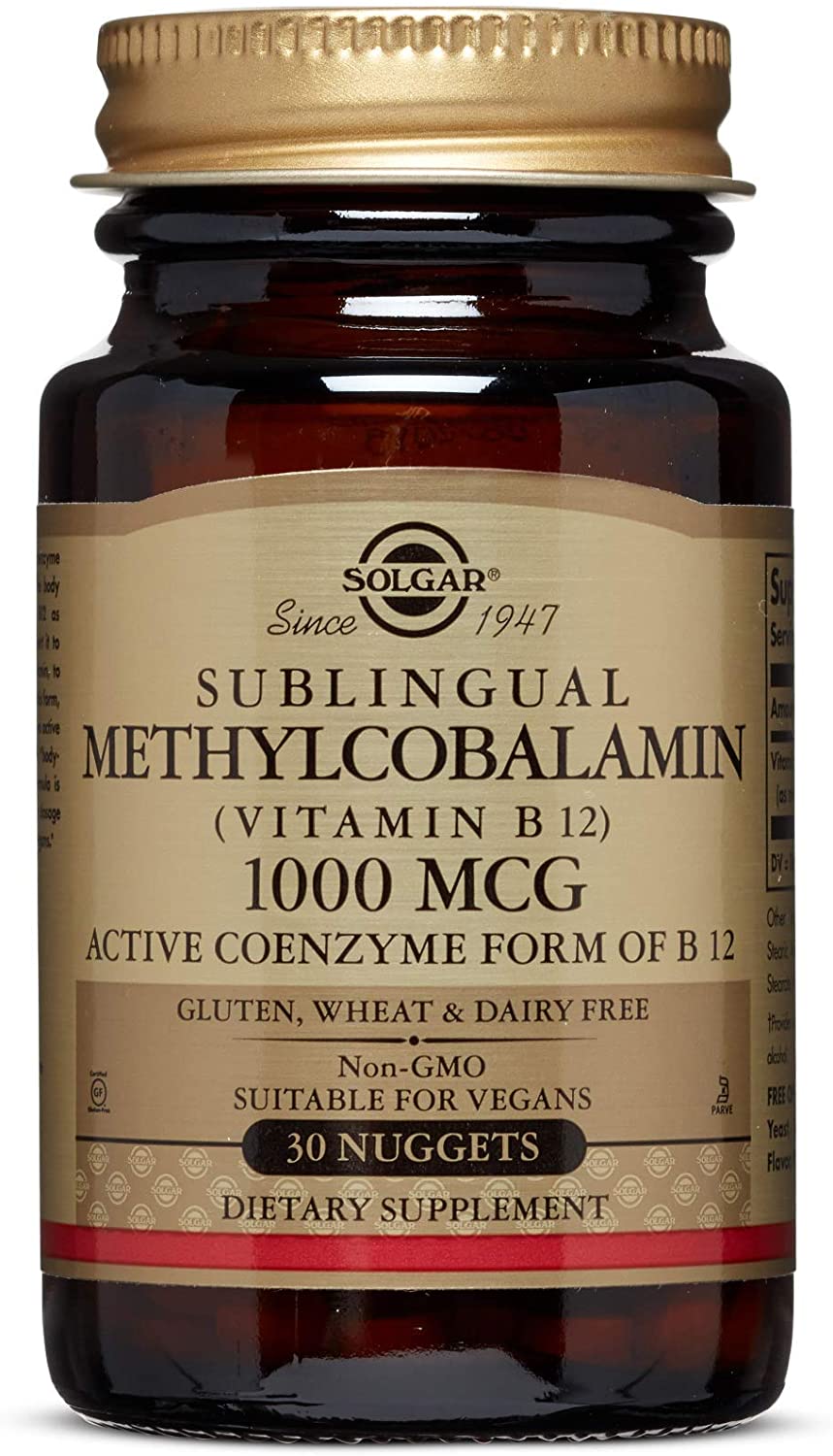 Solgar Methylcobalamin (Vitamin B12) 1000 µg Nuggets, Pack of 30 - for Energy Support - Easy to Take, Dissolvable - Vegan
