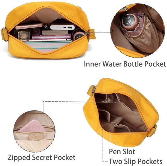 Cross Body Bag, VASCHY Small Canvas Messenger Bag for Women Girls 5.2L Lightweight Shoulder Bag Handbag for Ladies with Inner Water Bottle Pocket - Image 4