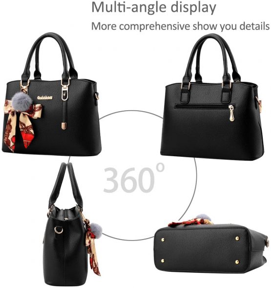 Nicole&Doris Women Handbag Crossbody Working Totes Satchel Shoulder Bag for Women Ornament Bowknot Soft PU Gray - Image 4