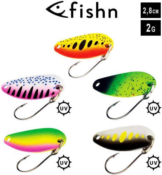 FISHN Trout Spoon Set - Gallo, weight: 2 grams, length: 2.8 cm, trout bait, trout spoon, trout bait for fishing for trout, char and perch (5 pieces)