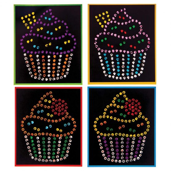 Baker Ross AT532 Cupcake Sequin Craft Picture Kits - Pack of 5, For Children to Decorate and personalize Arts Projects, Ideal Groups, Home Crafting, Class Room Activities - Image 3