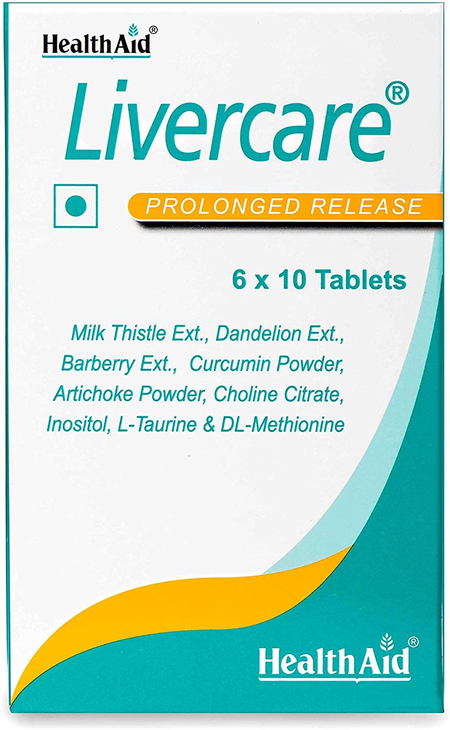 HealthAid Livercare (Cleanse and Detox) Vegetarian Tablets, Yellow, Turmeric, 60 Count, 60 count (Pack of 1)