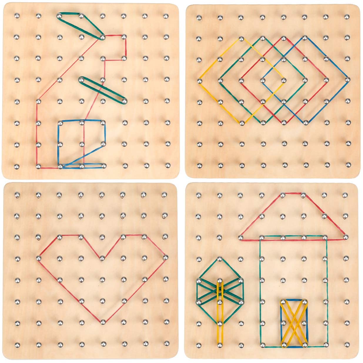 Homealexa Montessori Toys, Wooden Geometric Shapes Baby Geometry Board Set - Image 3
