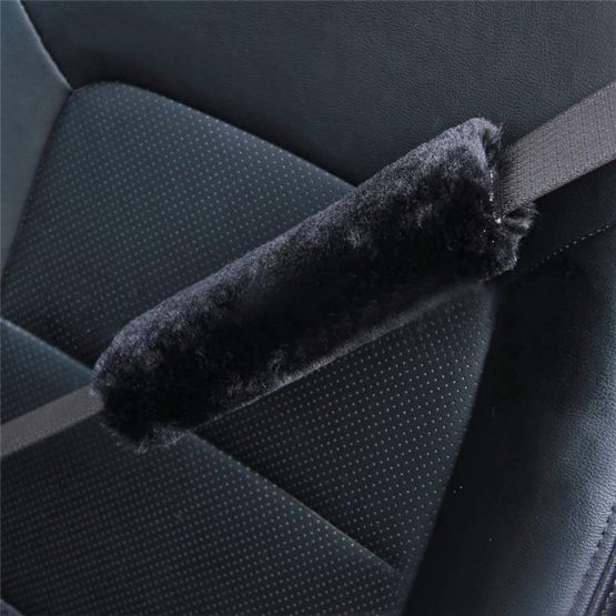 Soft Faux Sheepskin Seat Belt Shoulder Pad- 1 Pair Safety Seat Belt Strap Pad Cover- A Must Have for All Car Owners for a More Comfortable Driving (Black) - Image 4