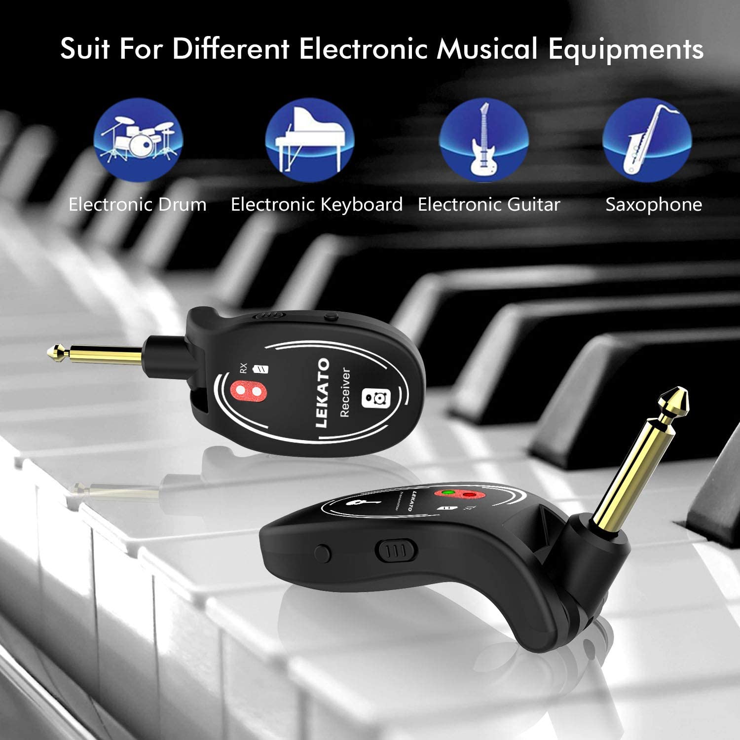 LEKATO Wireless Guitar System Rechargeable Transmitter & Receiver Digital System Cordless Guitar Cable Bass Jack Lead L6 - Image 2