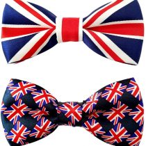 BIPY 2PCS Small Dogs Collar Bow Ties Puppies Cats Collar Charms Adjustable Accessories Slides Attachment Bowties Union Flag Jack Patriotic for Costume Birthday Festival