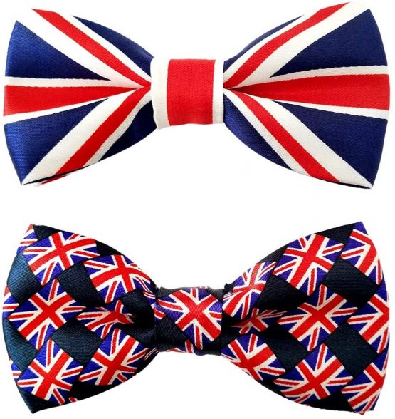 BIPY 2PCS Small Dogs Collar Bow Ties Puppies Cats Collar Charms Adjustable Accessories Slides Attachment Bowties Union Flag Jack Patriotic for Costume Birthday Festival