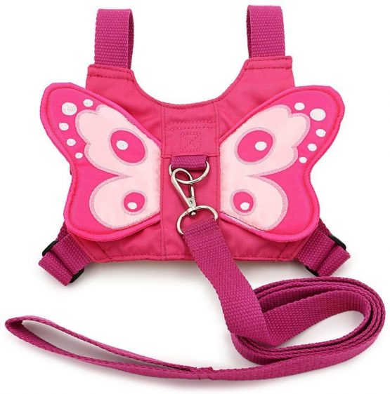 Cisixin Baby Toddler Kids Walking Safety Mini Backpack Harness Reins For 1-3 Year Old, Adjustable Strap and Buckle, Pink Butterfly