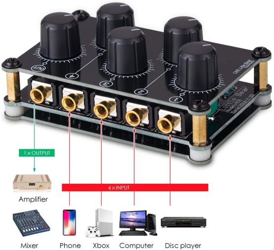 Little Bear MC5 Mini Portable Stereo 4 Channel Audio Mixer Passive Live Studio Console Recording Low Noise (No Power Needed) - Image 4