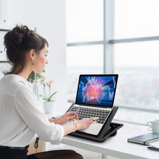 HUANUO Laptop Stand, Lap Tray, Lapdesk with Cushion Bed - Adjustable with 8 Angles, For Notebook, Tablet, Laptop Stand for Desk, Fit up to 15,6", Portable Tray Desk & Suitable for Travel, Work, Home - Image 2