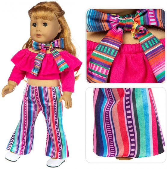 ZITA ELEMENT 18 Inch Girl Doll Clothes and Accessories Dresses Casual Wear for American 18 Inch Girl Doll - 5 Outfits and 2 Shoes (Random Style) - Image 4