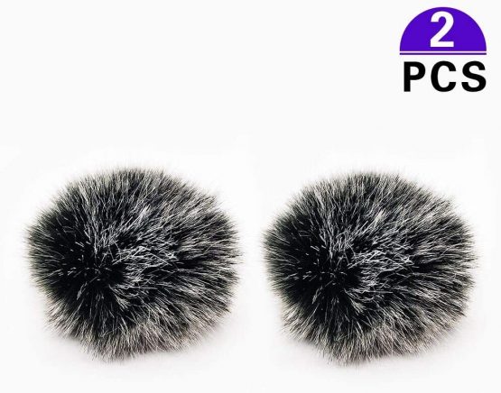 Lavalier Wind Muff 2 Pack Lapel Microphone Windscreen Muff Outdoor Furry Lav Windscreen Windproof Wind Screen (0.5cm)