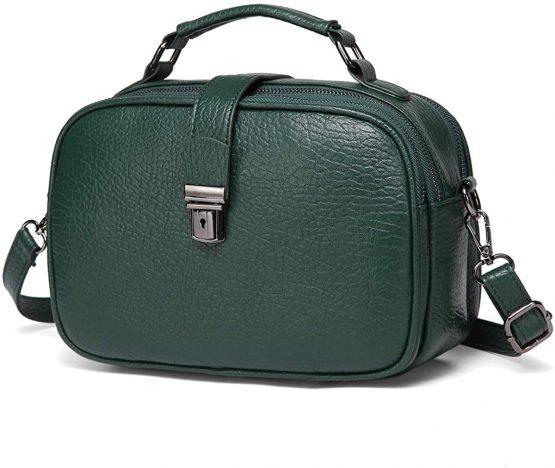 Crossbody Bag for Women, KASGO Vegan Handbag for Ladies Faux Leather Casual Crossbody Satchel Top Handle Bags Shoulder Bag with Detachable Adjustable Strap Green