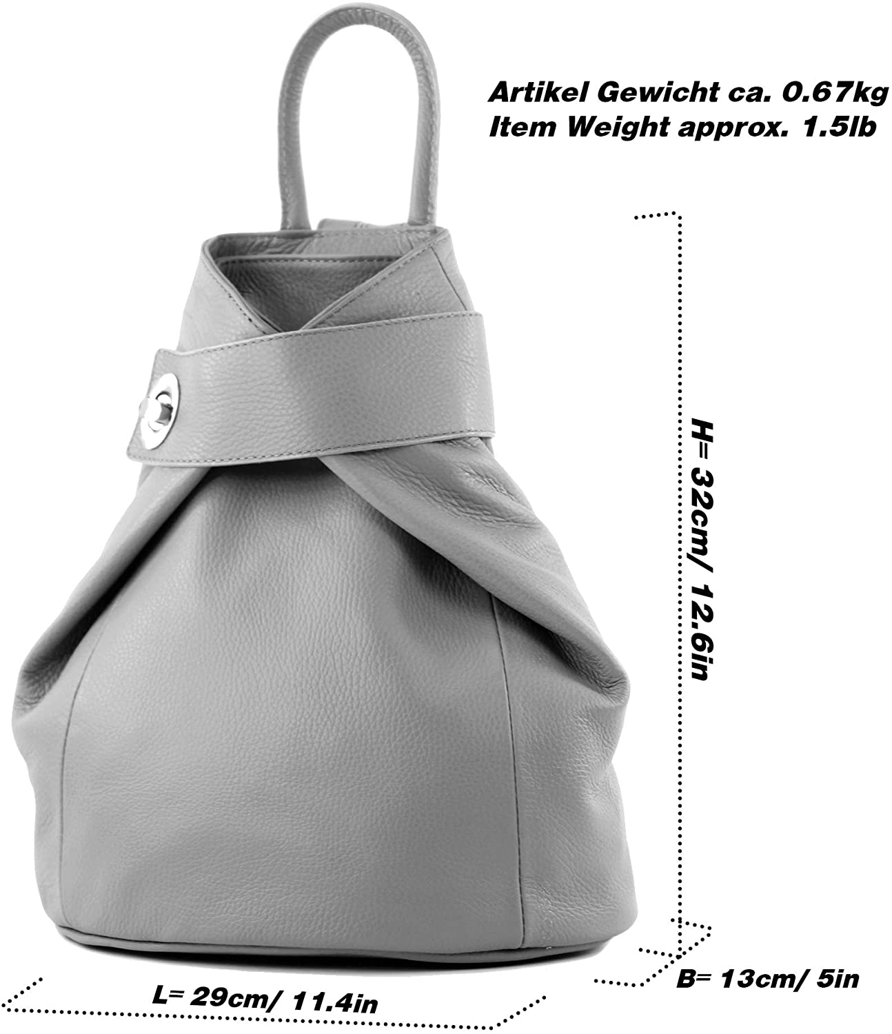 modamoda de - T179 - ital women backpack bag made of leather, Colour:Mustard Yellow - Image 4