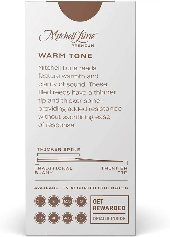 Rico Mitchell Lurie Premium 2.5 Strength Reeds for Bb Clarinet (Pack of 5) - Image 3