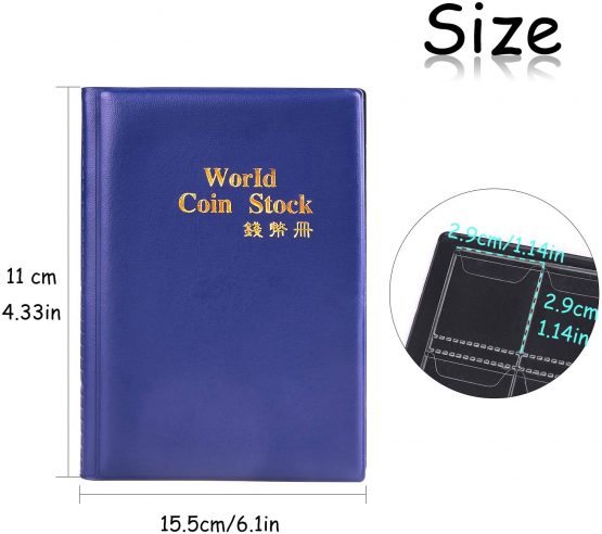 TUPARKA 2 Pack Coin Collection Album 480 Coin Holders Can Hold 50P and 2 Pound Coins (Black and Blue) - Image 2