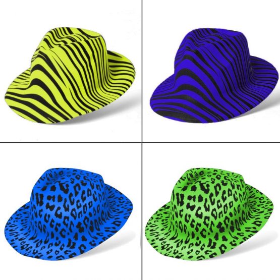 NOVELTY PLACE [Party Stars Neon Color Animal Print Plastic Party Hats for Kids Teens and Adult (Pack of 24) - Image 2