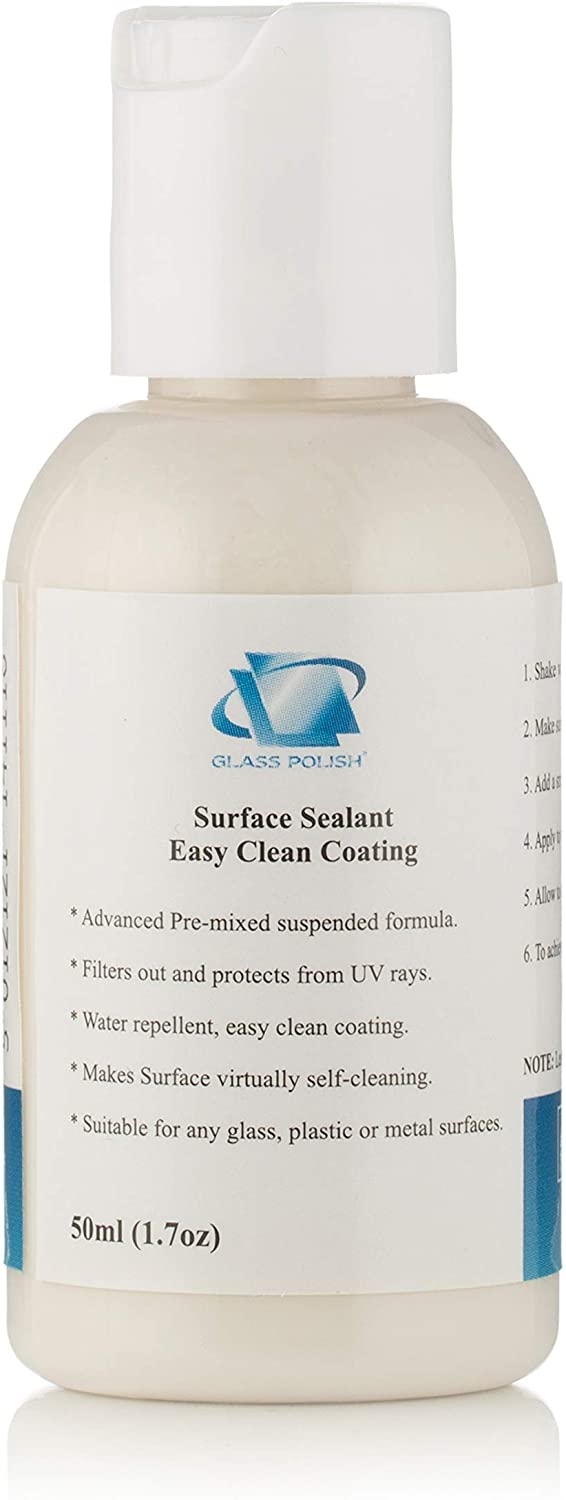 Glass Polish 1.7oz (50ml) Surface Sealant, Easy Clean Coating and Water Repellent for Glass Plastic, Plexiglas, Metal