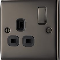 BG Electrical NBN21B-01 Single Switched Power Socket, Black Nickel, 13 Amp, 2.3 cm*8.6 cm*8.6 cm
