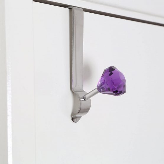 Premier Housewares 509777 Diamante Over Door Hook - Purple H12 x W3 x D10cm - Image 2