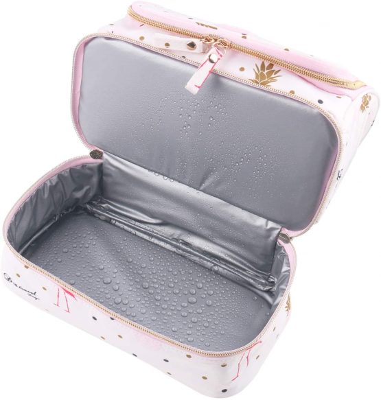 Hanging Toiletry Bag for Women, Lychii Cosmetic Bag with Double Layer, Toiletries Travel Organizer - Flamingo Printed - Image 4