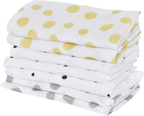 Baby Washcloths Made of Cotton Muslin, Baby Wash Cloths – (7 Pieces) 30 x 30 cm, Oeko-Tex Standard 100 (Spots Yellow) - Image 2
