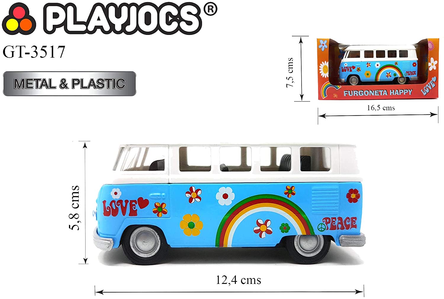 PLAYJOCS GT-3517 HAPPPY VAN, Blue, 6.61 x 2.99 x 2.68 inches - Image 2