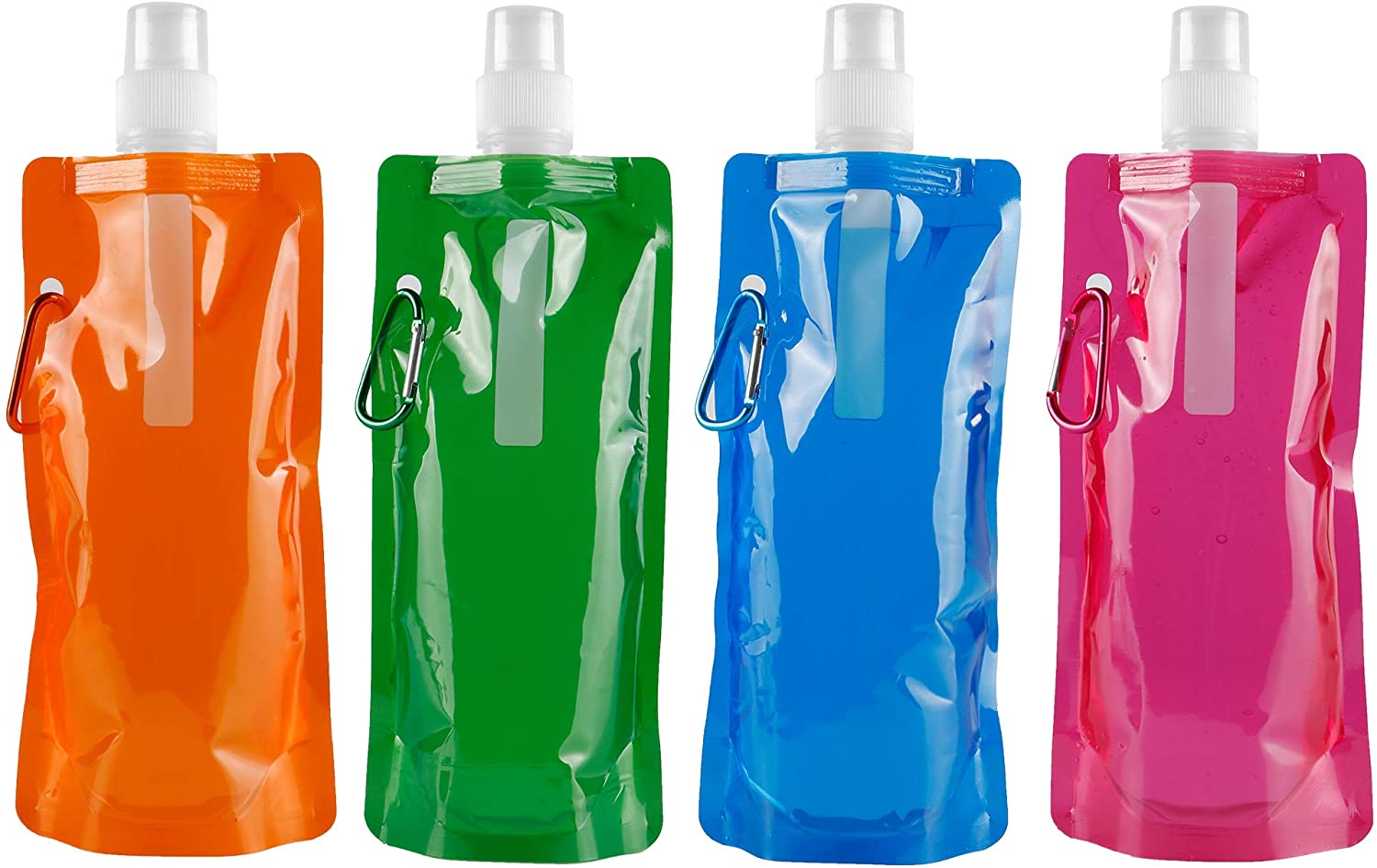 WBCBEC 4 Pieces Collapsible Water Bottle Reusable Drinking Water Bottle with Clip for Biking Hiking Travel