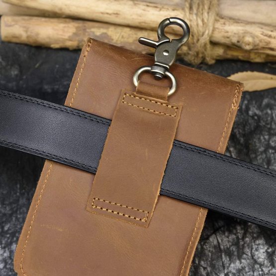 Luufan Men's Leather Fanny Waist Pack Belt Pouch Bum Bag (Brown 3) - Image 4
