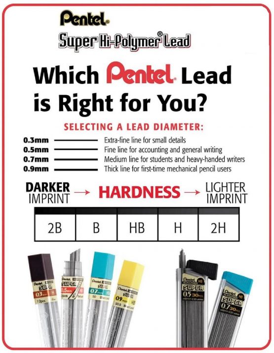 Pentel 0.9mm Size HB Shade Hardness Pencil Refill Replacement Spare Leads Hi Pollymer Super For Automatic & Mechanical Pencils (Pack Of 3 Tubes - 45 Pieces) - Image 2