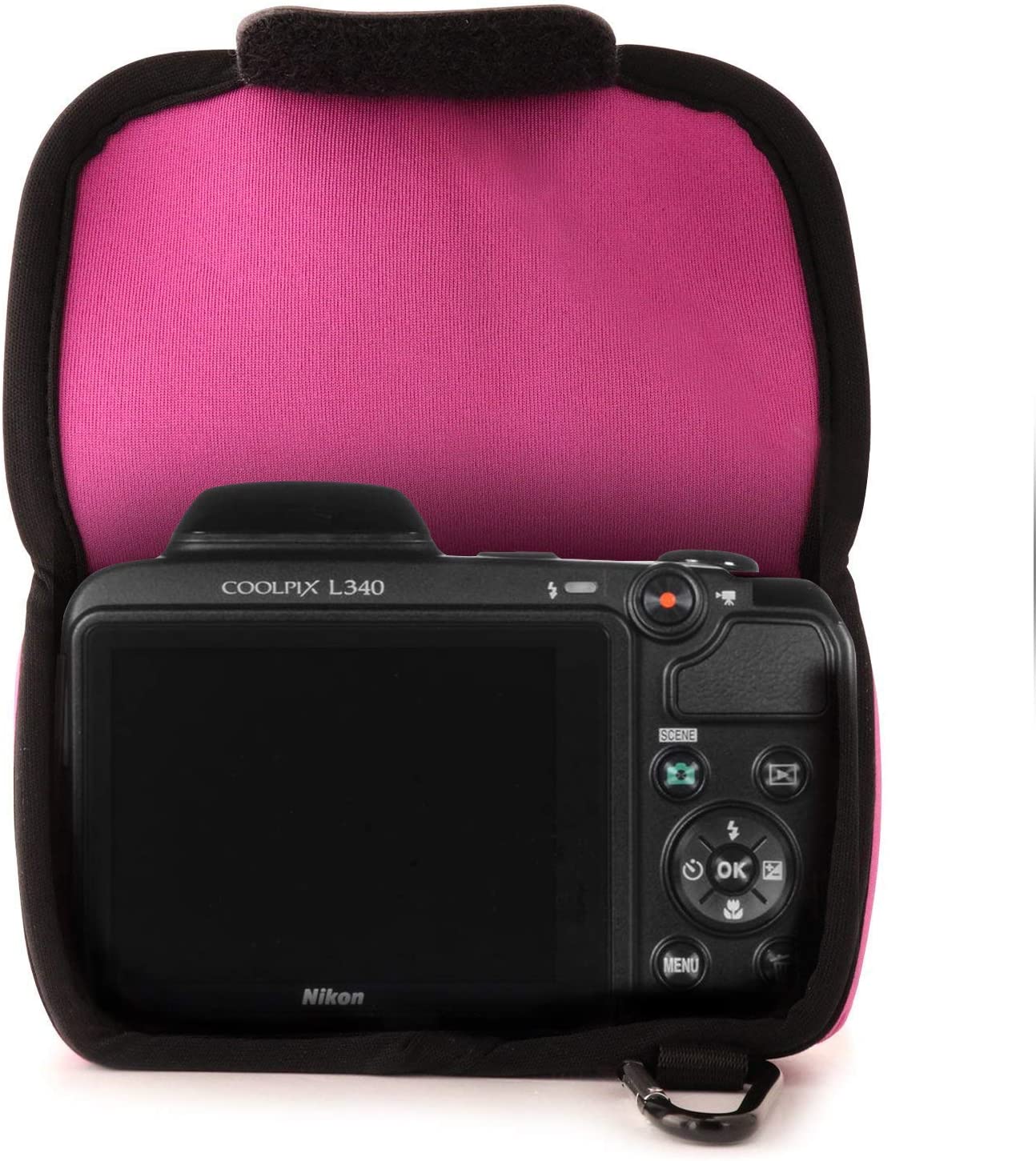 MegaGear MG787 Ultra Light Neoprene Case with Carabiner for Nikon Coolpix L340 Camera - Hot Pink - Image 4